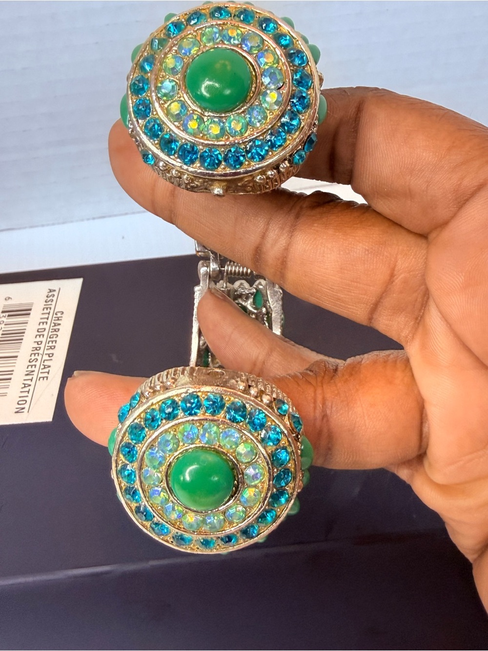 Joan Rivers Turquoise and Blue Crystal Hinged Cuff Bracelet - Picture 5 of 6